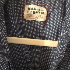 Holding Horses Navy and White Dotted Blouse